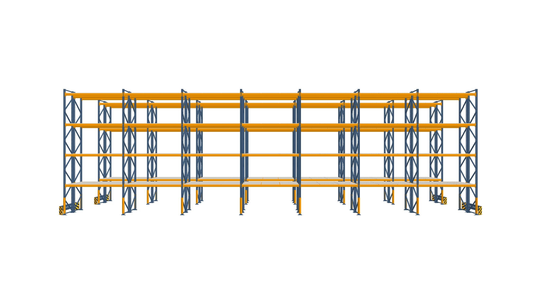 Pallenregal-Lager mit 2 Doppelreihen 20x6m und 4 Ebenen für 420 Europaletten